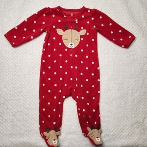 Carters red reindeer footie pajamas